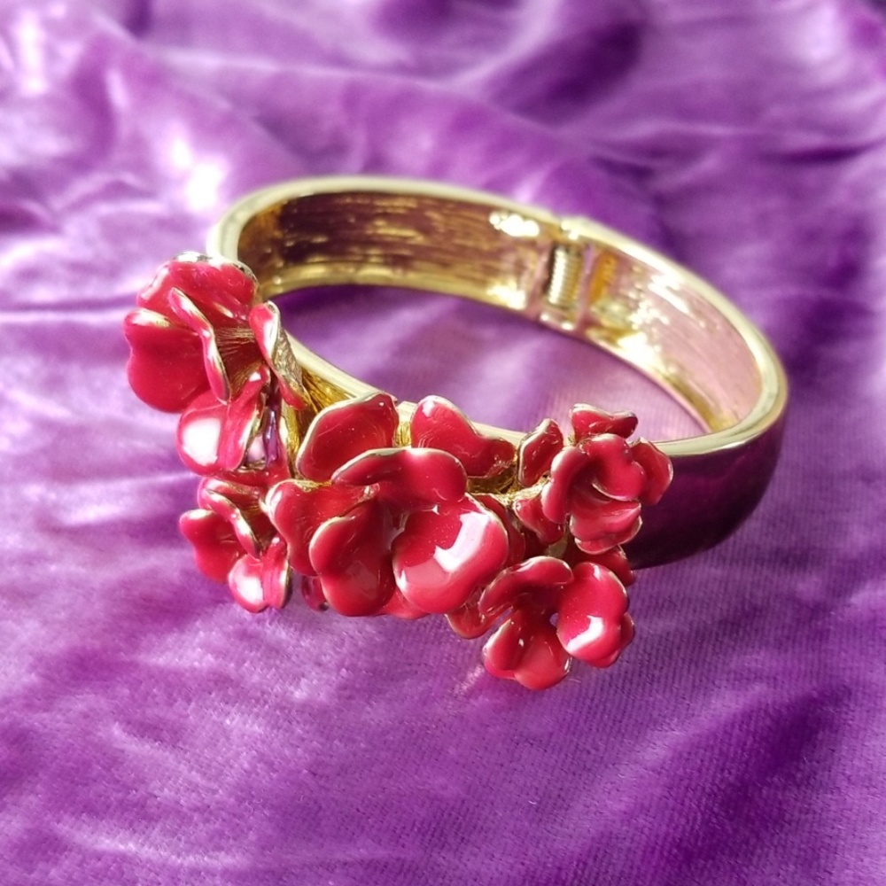 Enamel Floral cuff bracelet
